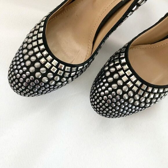 BALDAN VENEZIA BLACK SUEDE SILVER STUD HEELS PUMPS - 8 - Picture 5 of 7